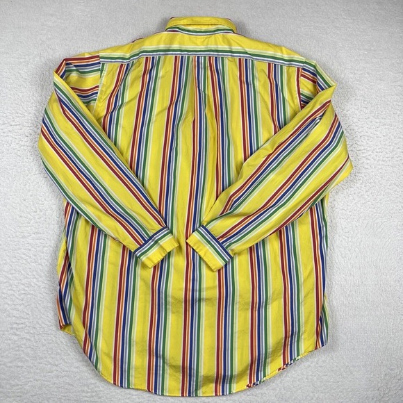 Ralph Lauren Shirt Mens‎ 17.5 XL Yellow Striped Vintage 90s Casual Workwear - Picture 2 of 14